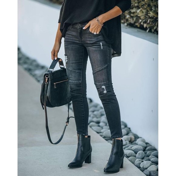 🔥HOST PICK🔥 CLEARANCE Justice Dark Gray Piped Frayed Skinny Jeans - Picture 5 of 7